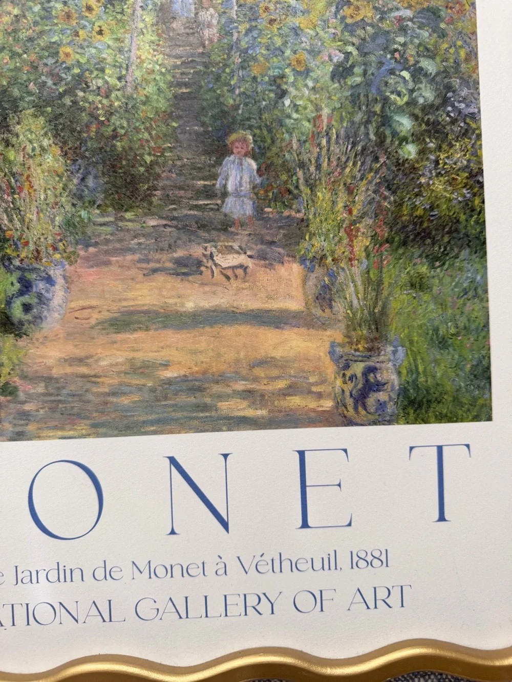 19x16”The Artist's Garden at Vétheuil by Claude Monet Print with golden frame